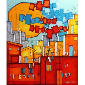 Salman Farooqi, 30 x 36 Inch, Acrylic on Canvas, Cityscape Painting, AC-SF-444
